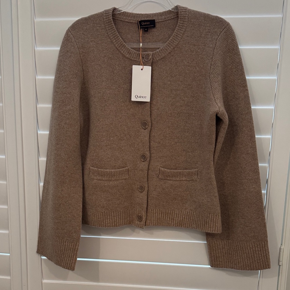 Quince Mongolian Cashmere Structured Cardigan Oatmeal